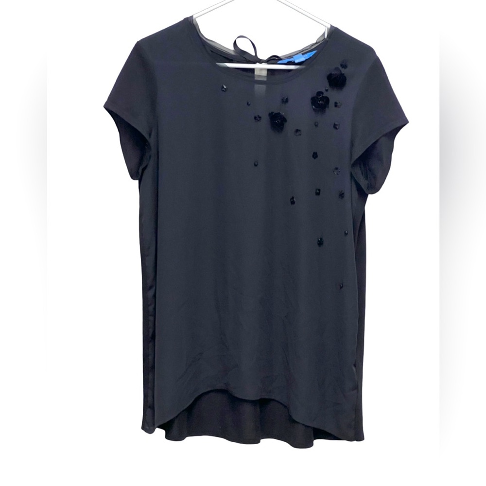 Simply Vera Vera Wang Embellished Crepe-Front Top  Black Women’s  Large